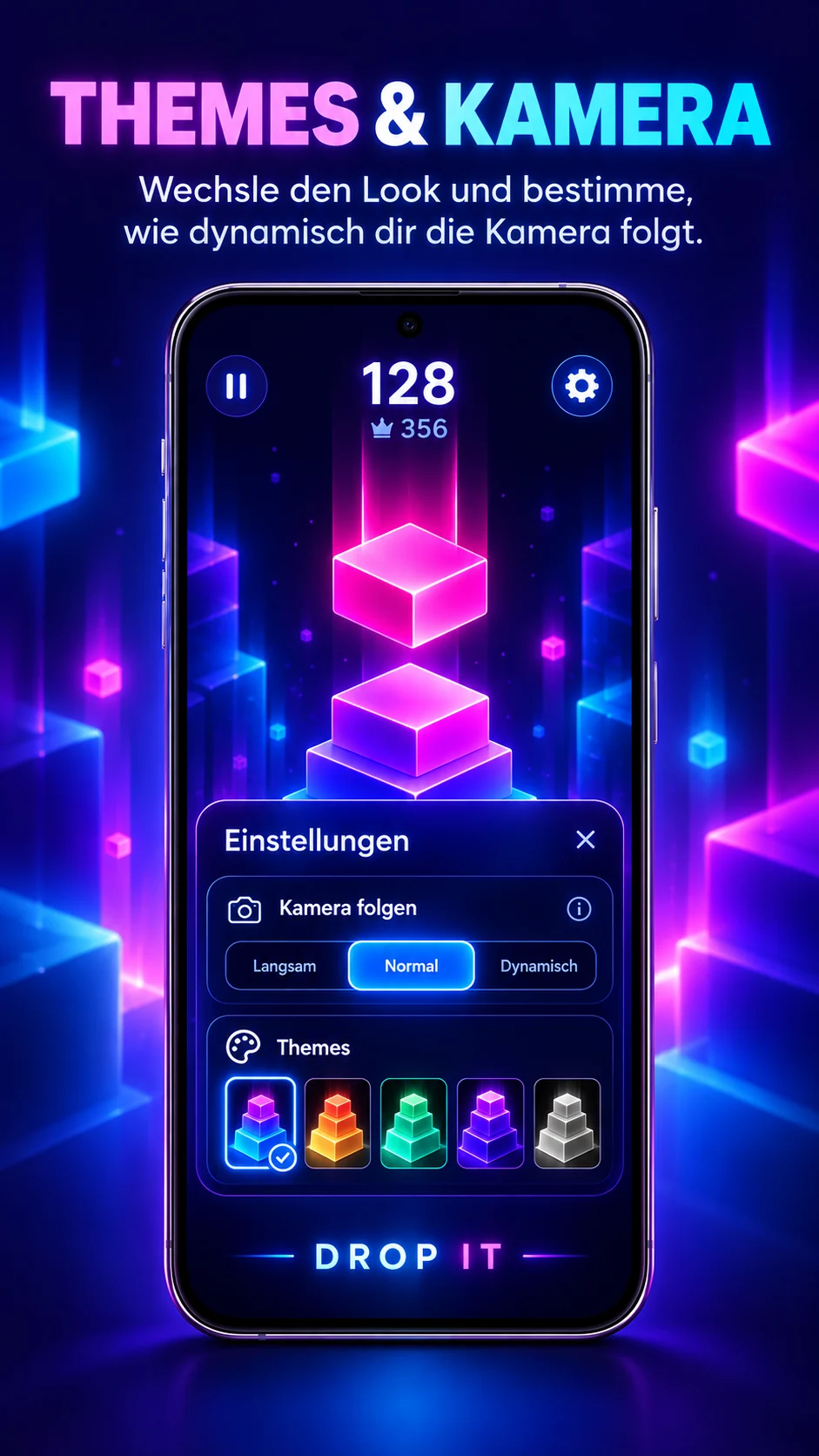 Gestaltete Vorschau der Themes und Kameraeinstellungen